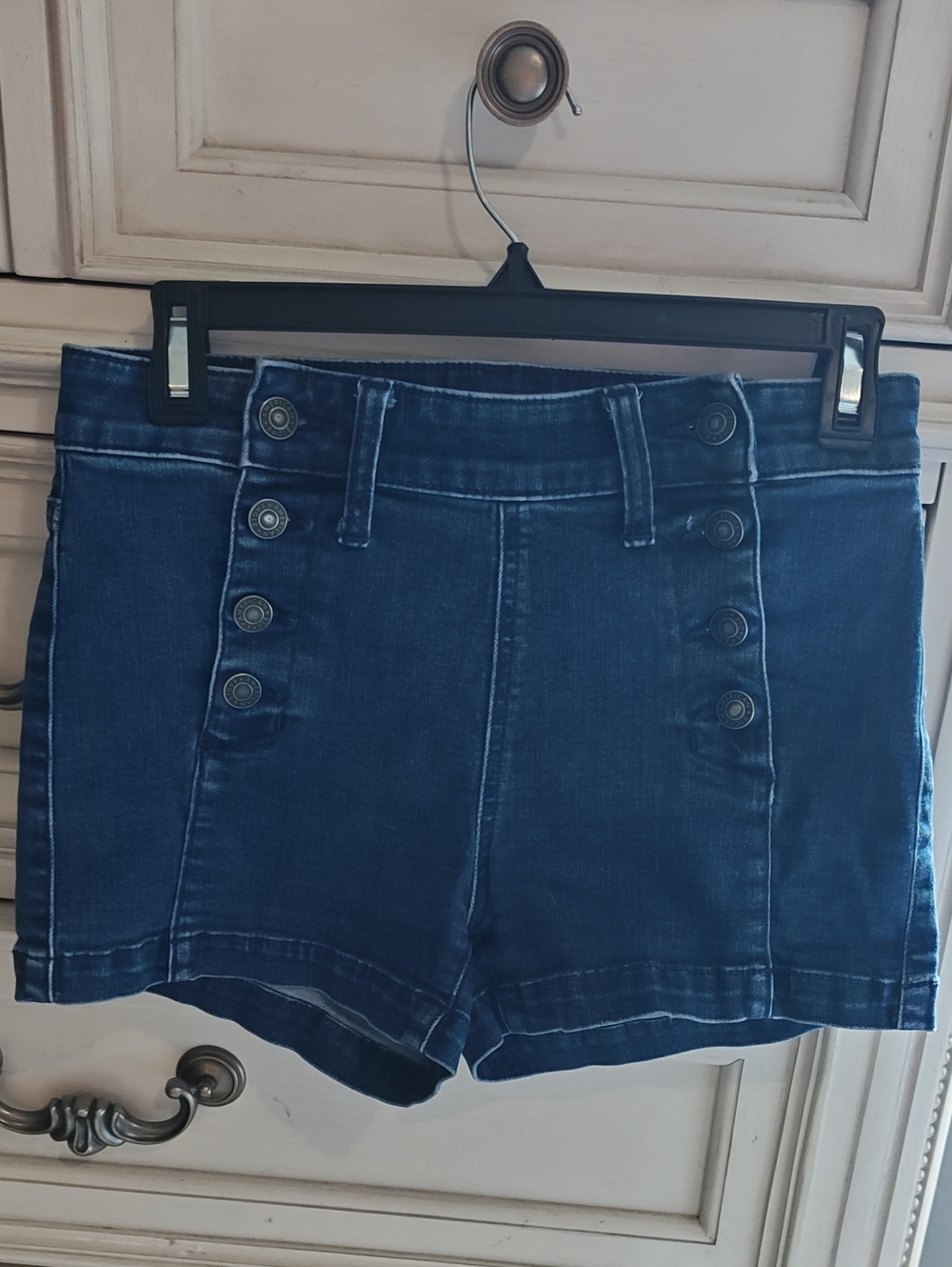 American Eagle Outfitters Navy High-Rise Button-Front Jean Shorts